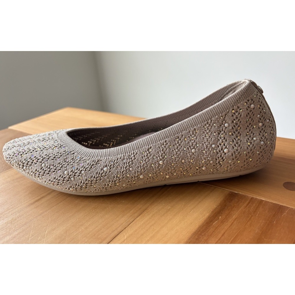 Sketcher Taupe Beige Sparkle Mesh Air Cool Memory Foam Comfort Slip On Size 9.5 - Picture 4 of 10
